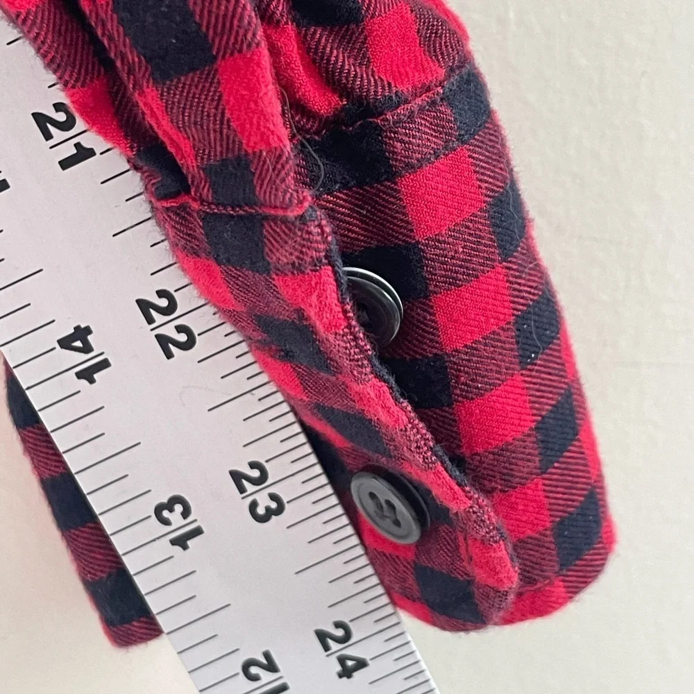 J. Crew The Perfect Shirt Black Red Gingham Plaid Flannel Shirt Top Women’s Sz M